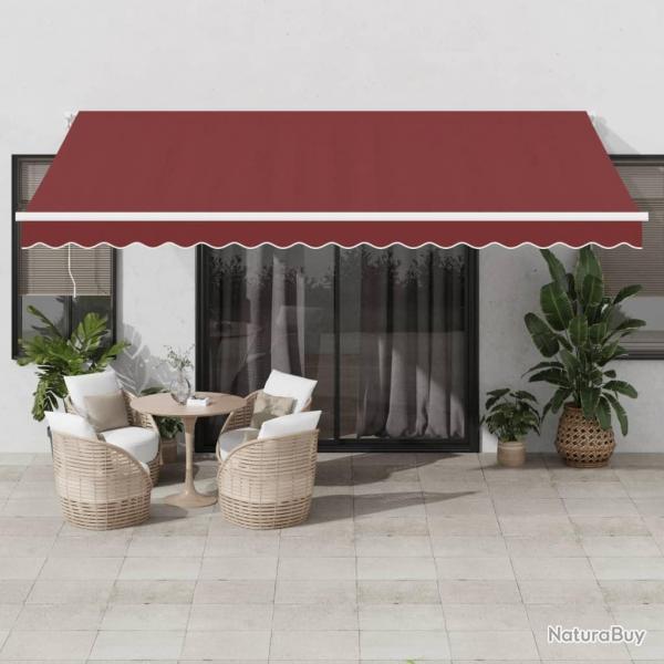 Auvent manuel rtractable avec LED bordeaux 450x350 cm