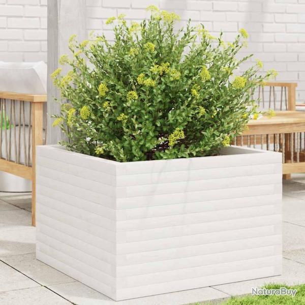 Jardinire blanc 70x70x46 cm bois de pin massif