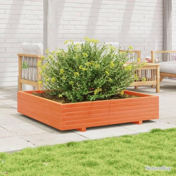 Jardinire cire marron 110x110x26,5 cm bois de pin massif
