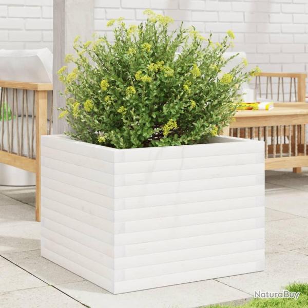 Jardinire blanc 60x60x46 cm bois de pin massif