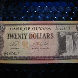 Guyana  billet de 20  twenty dollars superbe (bank of Guyana)
