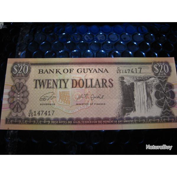 Guyana  billet de 20  twenty dollars superbe (bank of Guyana)