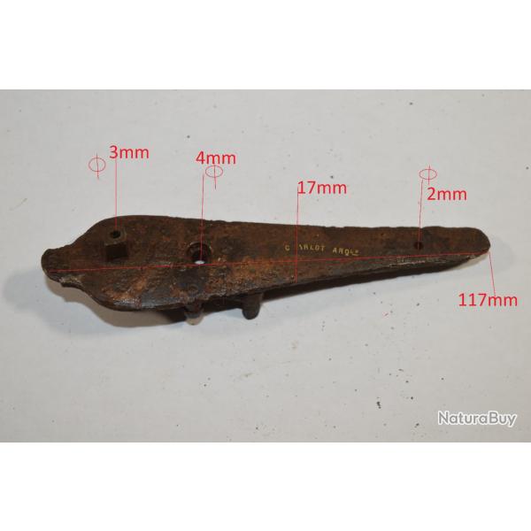 Ancienne Platine pour fusil  identifier Chasse ? Dcore Charlot Belge 1777 ? (1)