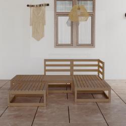 Salon de jardin 5 pcs marron miel bois de pin massif