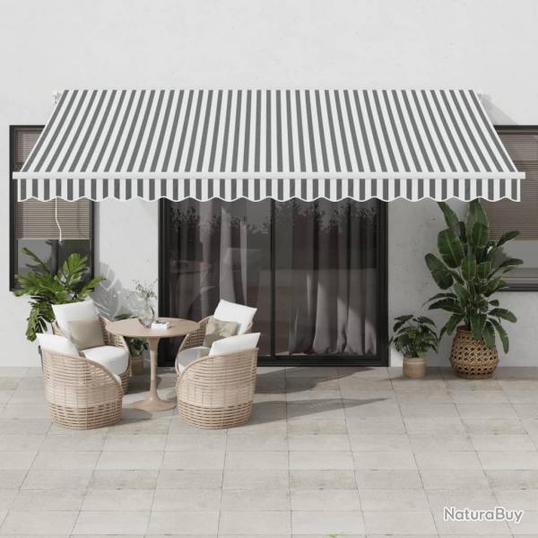 Auvent manuel rtractable avec LED anthracite blanc 450x350 cm