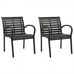 Chaises de jardin lot de 2 Acier et WPC Noir