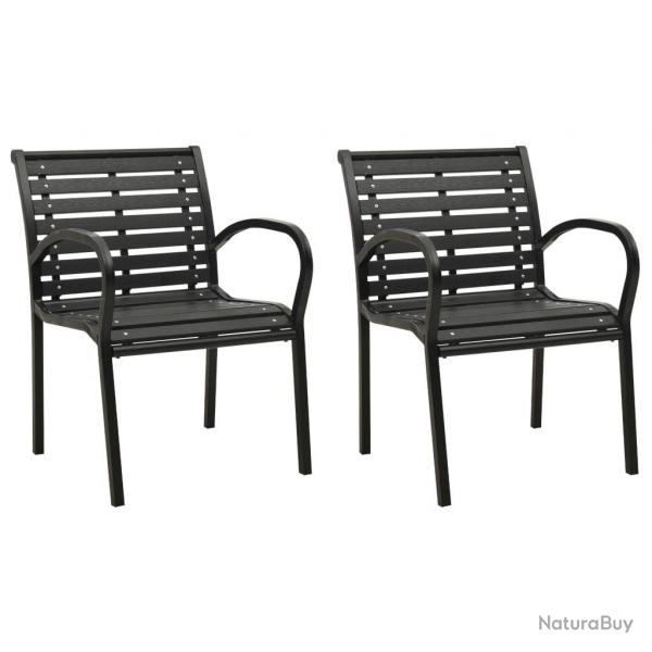 Chaises de jardin lot de 2 Acier et WPC Noir