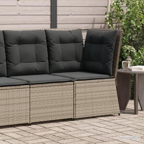 Canap d'angle de jardin avec coussins gris rsine tresse