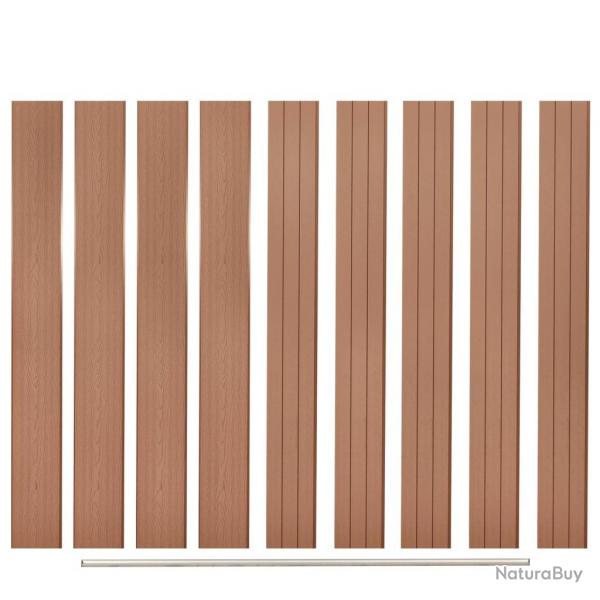 Panneaux de clture de remplacement 9 pcs WPC 170 cm Marron
