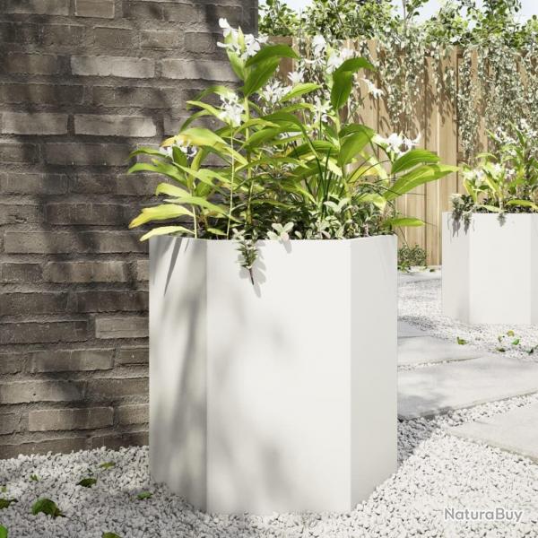 Jardinire blanc hexagone 46x40x45 cm acier