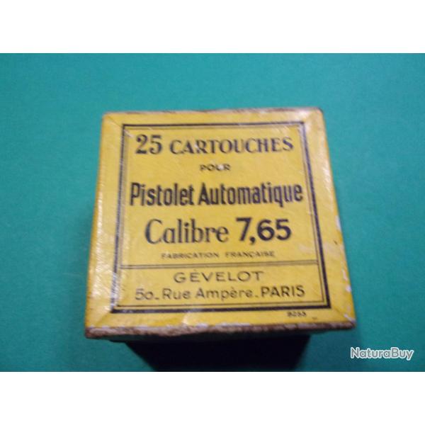 Boite avec 25 munitions 7,65 Browning ( 32 ACP) SFM poque annes 30  neutralises