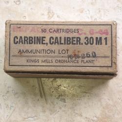 Boite de 50 munitions 30M1 2em GM date 06 44 neuve d epoque