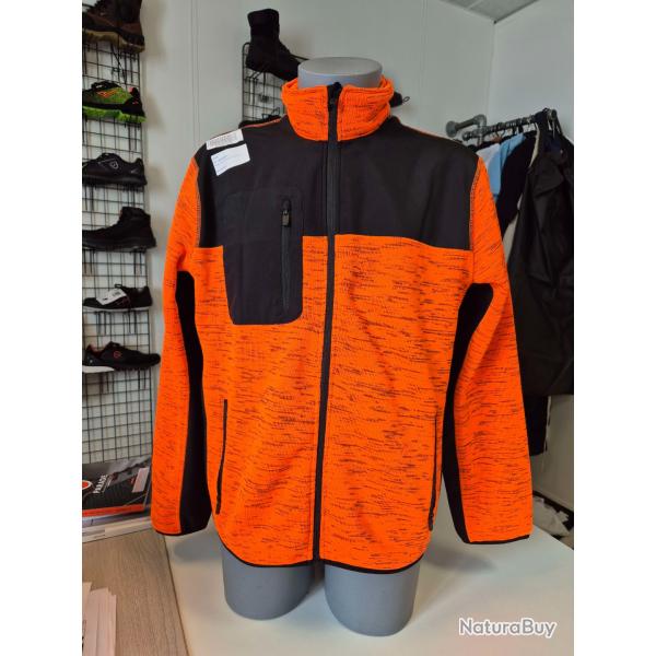 Veste chasse polytricot Orange Fluorescent/ Noir (Taille M)