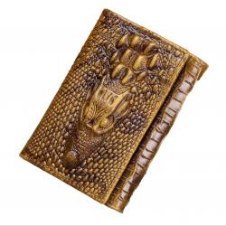 Portefeuille Homme en Cuir Véritable - Motif Crocodile Style Vintage Marron