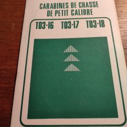 Notice technique utilisation carabine chasse petit calibre T03-16 T03-17 T03-18  MOSCOU URSS