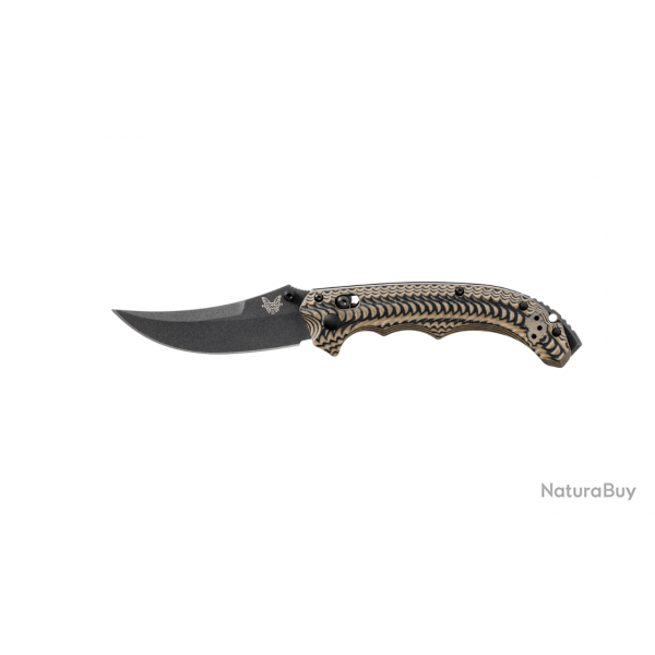 Benchmade 865BK-01 Mini Bedlam Black Cerakote CPM S90V, Black Coyote OD G10