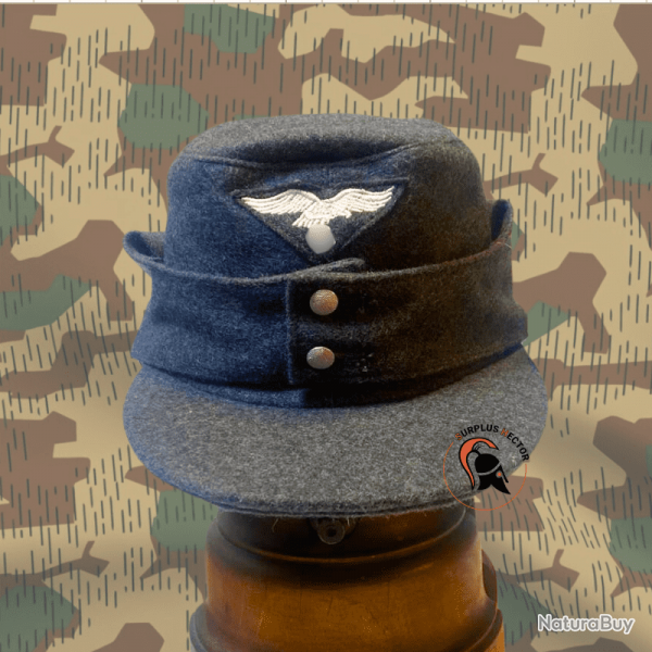 Casquette Allemande M43 Luftwaffe Laine Greyblue "2 bouton" - WW2 57/58