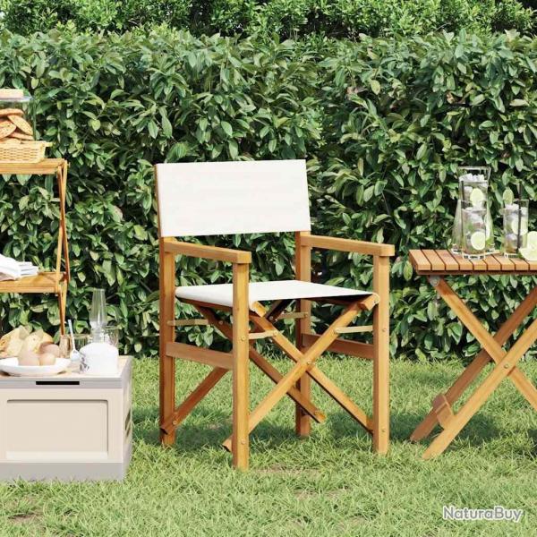 Chaise de metteur en scne pliante crme bois teck massif