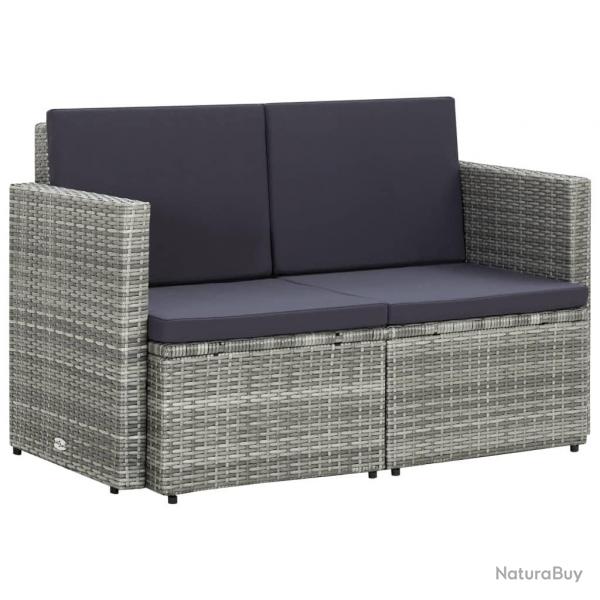 Canap de jardin  2 places avec coussins Gris Rsine tresse
