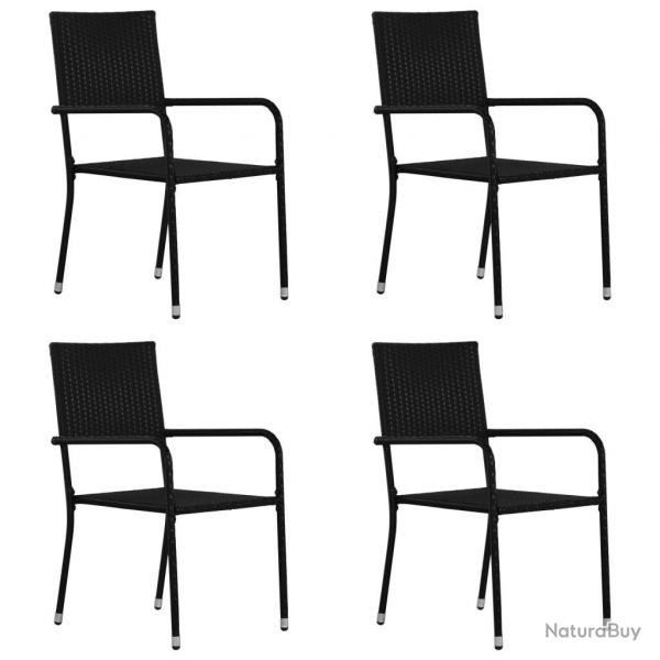 Chaise  dner de jardin empilable lot de 4 noir rsine tresse