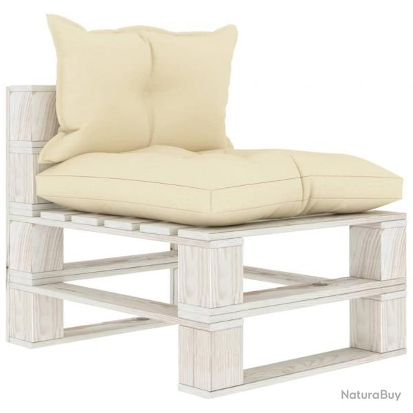 Canap palette de milieu de jardin avec coussins crme Bois