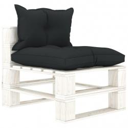 Canapé palette de milieu de jardin et coussins anthracite Bois