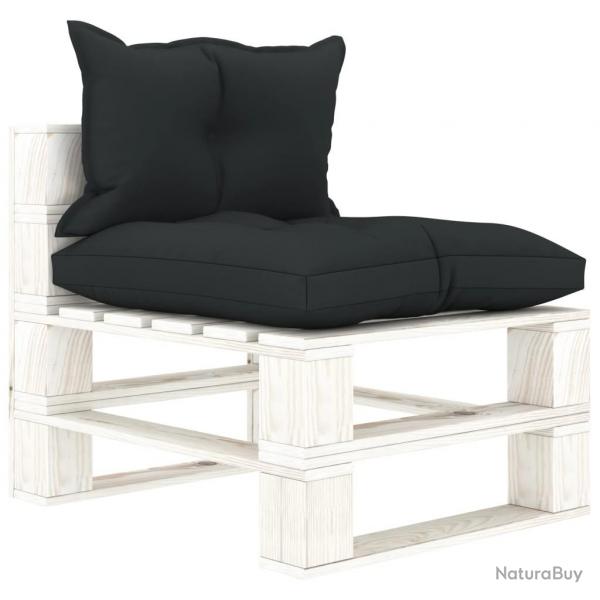 Canap palette de milieu de jardin et coussins anthracite Bois