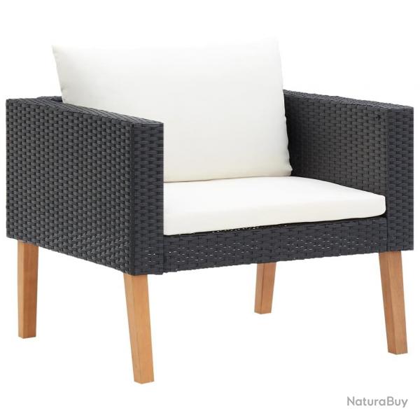 Canap simple de jardin avec coussins Rsine tresse Noir