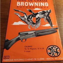 Ancienne notice fusil chasse Browning automatique 5 coups 12 magnum 16 et 20