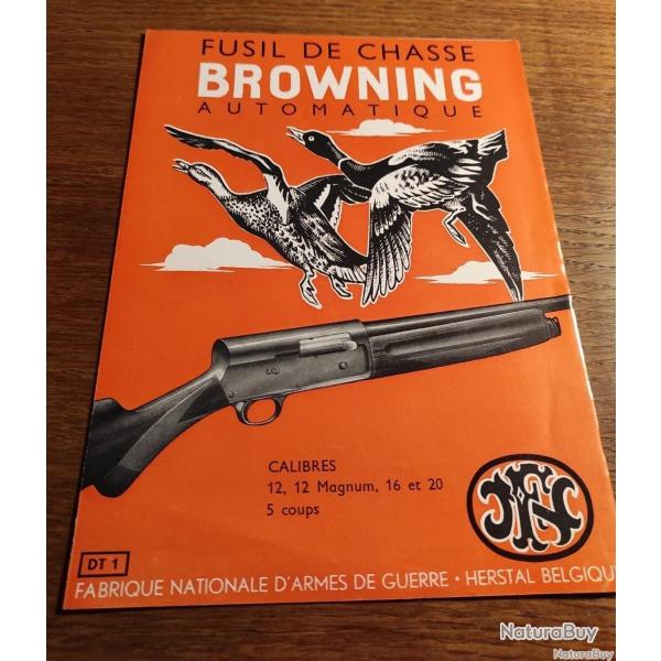 Ancienne notice fusil chasse Browning automatique 5 coups 12 magnum 16 et 20