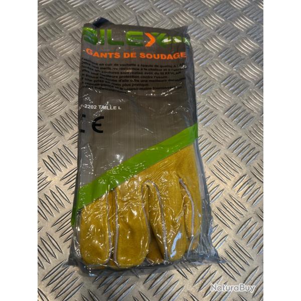 paire gant protection pour soudeur soudure en cuir de vachette a paule de qualit A / AB- taille L