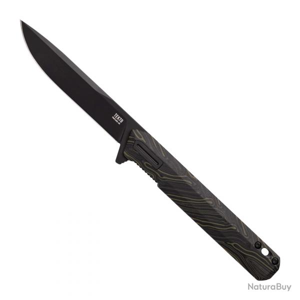 Couteau Tekto F2 Bravo Lame Drop Point D2 Manche G10/Damascus IKBS Made USA Linerlock TKTF2GMXBK1