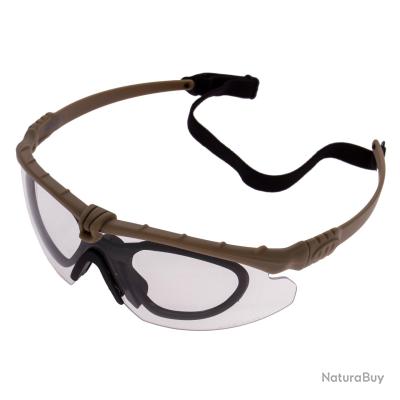Lunettes De Protection BATTLE PROS ANTI BUEE AVEC INSERT Nuprol Black Clear
