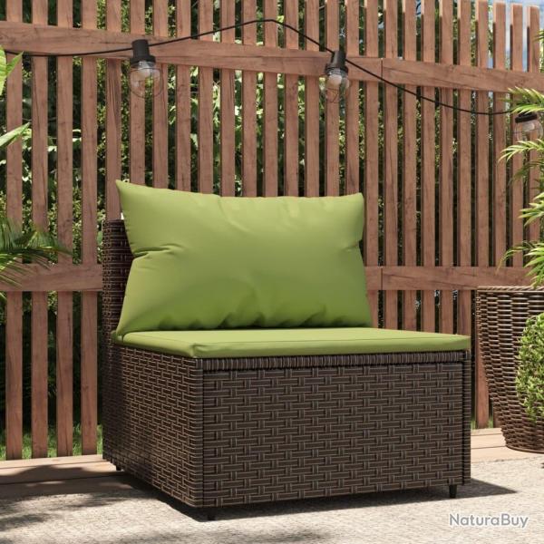 Canap central de jardin avec coussins marron rsine tresse