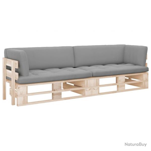 Canap palette 2 places avec coussins Bois de pin imprgn