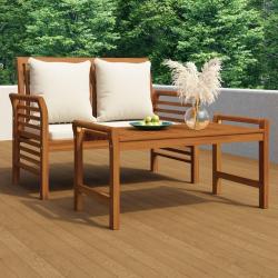 Banc canap&eacute; avec coussins Blanc cr&egrave;me Bois d'acacia solide