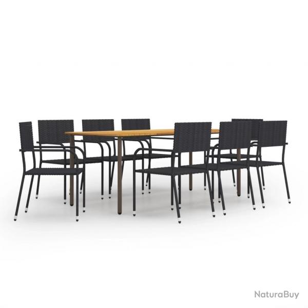 Ensemble  manger de jardin 9 pcs Rsine tresse Noir