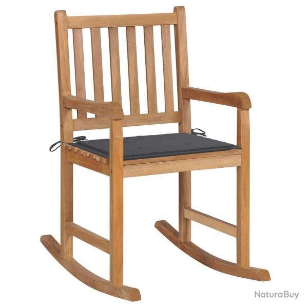 Chaise  bascule avec coussin anthracite Bois de teck solide