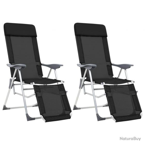 Chaises de camping pliantes et repose-pied lot de 2 textilne