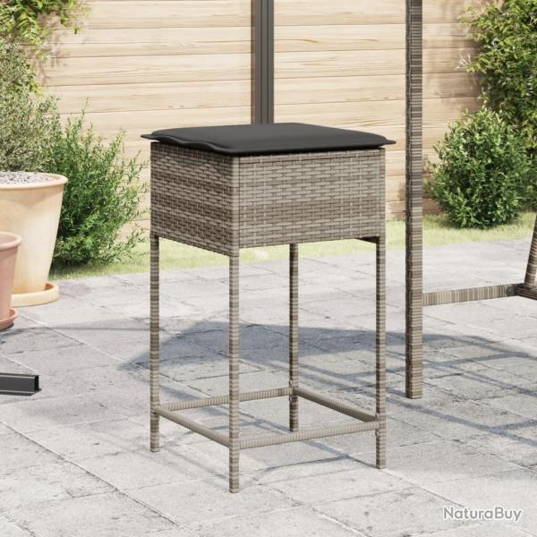 Tabourets de bar jardin coussins lot de 2 gris rsine tresse