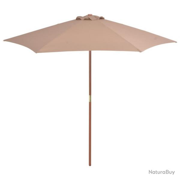 Parasol d'extrieur avec mt en bois 270 cm taupe