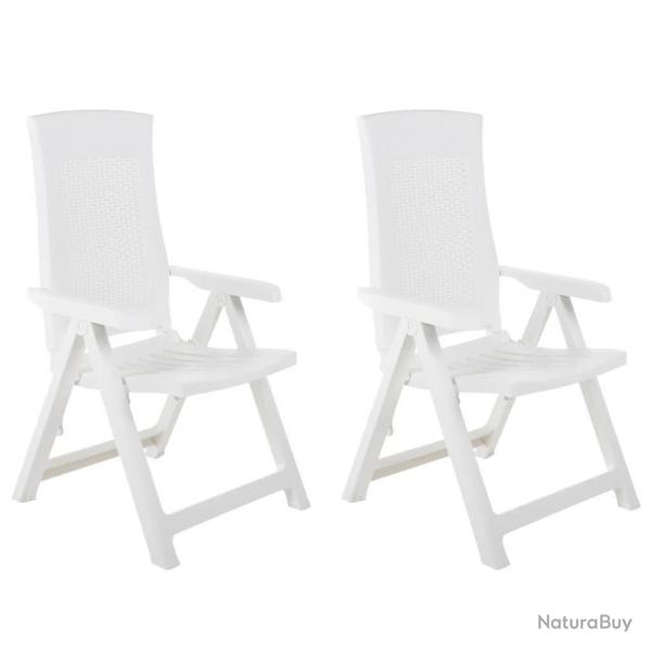 Chaises inclinables de jardin lot de 2 Plastique Blanc