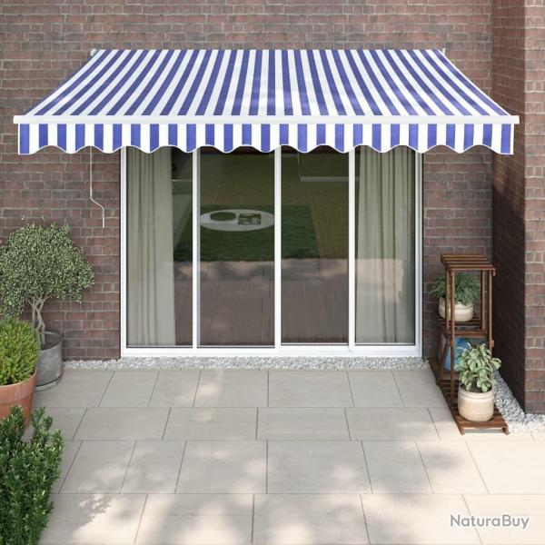 Auvent rtractable bleu et blanc 3x2,5 m tissu et aluminium