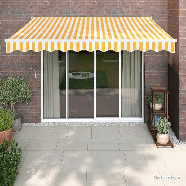 Auvent rtractable jaune et blanc 3x2,5 m tissu et aluminium