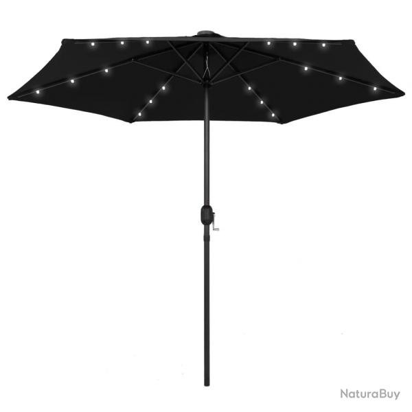 Parasol de jardin avec lumires LED et mt en aluminium noir