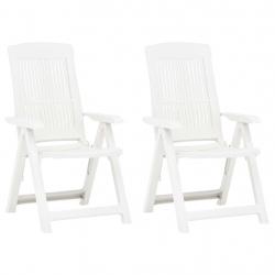 Chaises inclinables de jardin lot de 2 Plastique Blanc