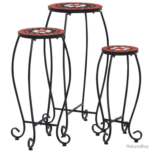 Tables mosaque 3 pcs Terre cuite et blanc Cramique