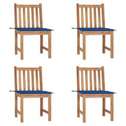 Chaises de jardin lot de 4 avec coussins Bois de teck massif
