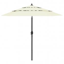 Parasol de jardin à 3 niveaux avec mât en aluminium sable 2,5 m