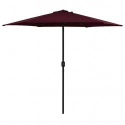 Parasol de jardin et mât en aluminium 270x246 cm rouge bordeaux